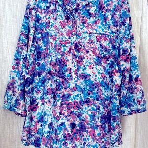 Not your daughter's jeans pretty blue & pink floral blouse.
